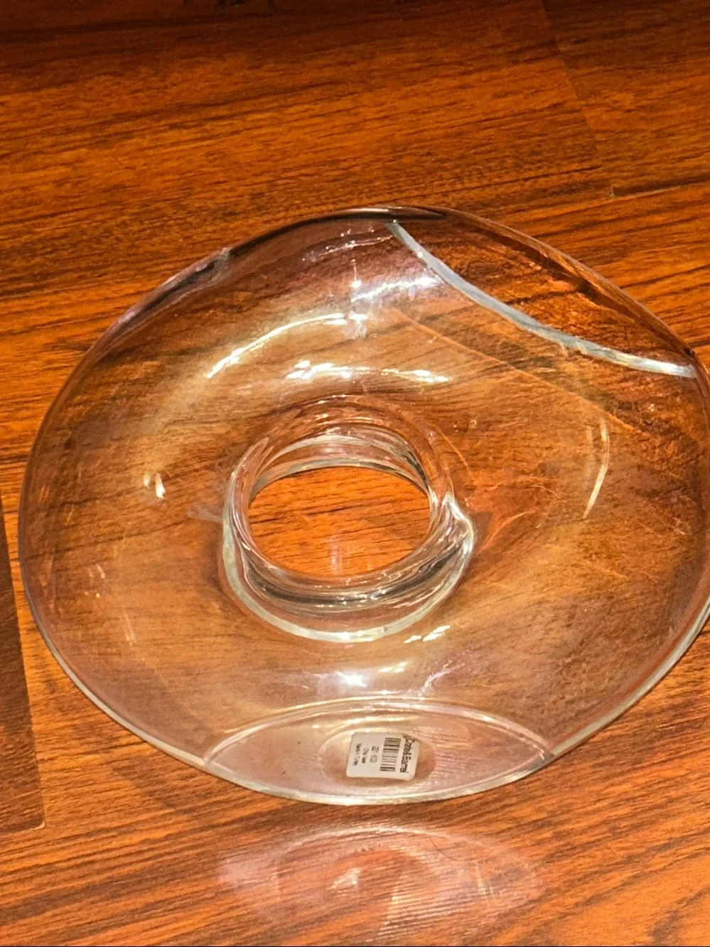 VTG Crate & Barrel ONA Clear Glass Donut Centerpiece Bowl - Home Dining RARE HTF